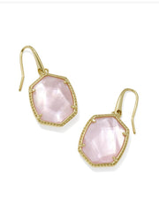Daphne Frame Drop Earring Gold Light Pink Mop by Kendra Scott
