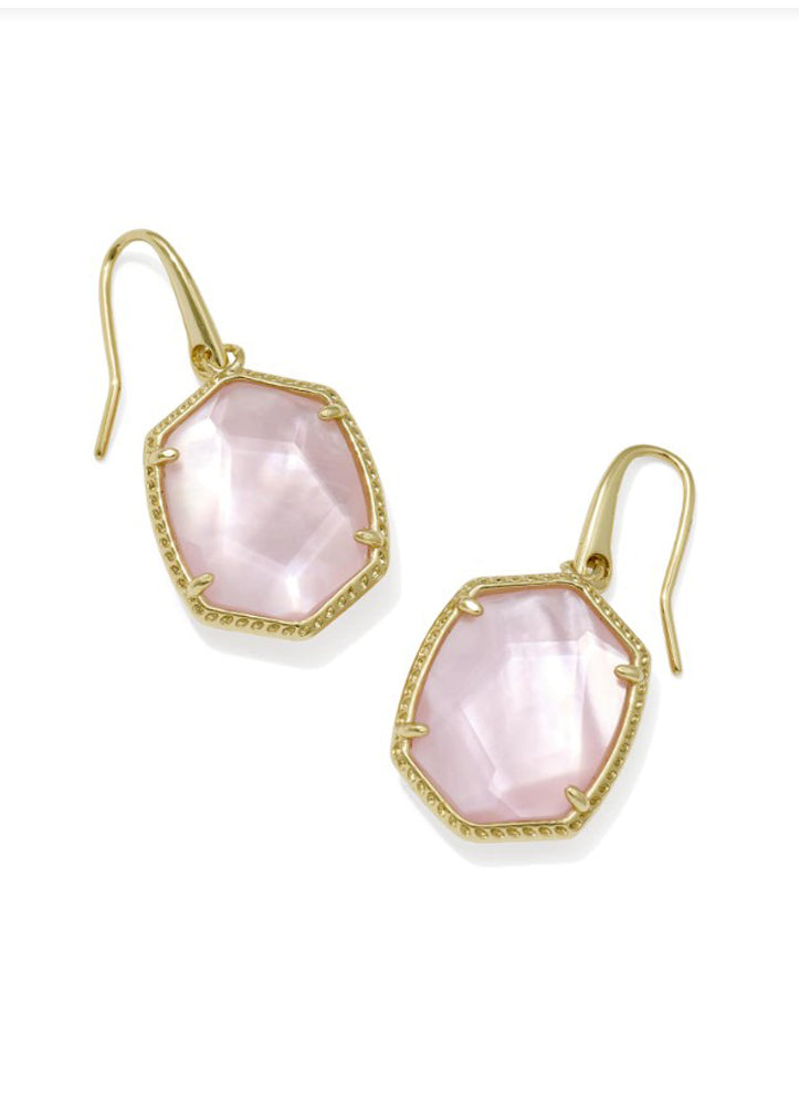 Daphne Frame Drop Earring Gold Light Pink Mop by Kendra Scott