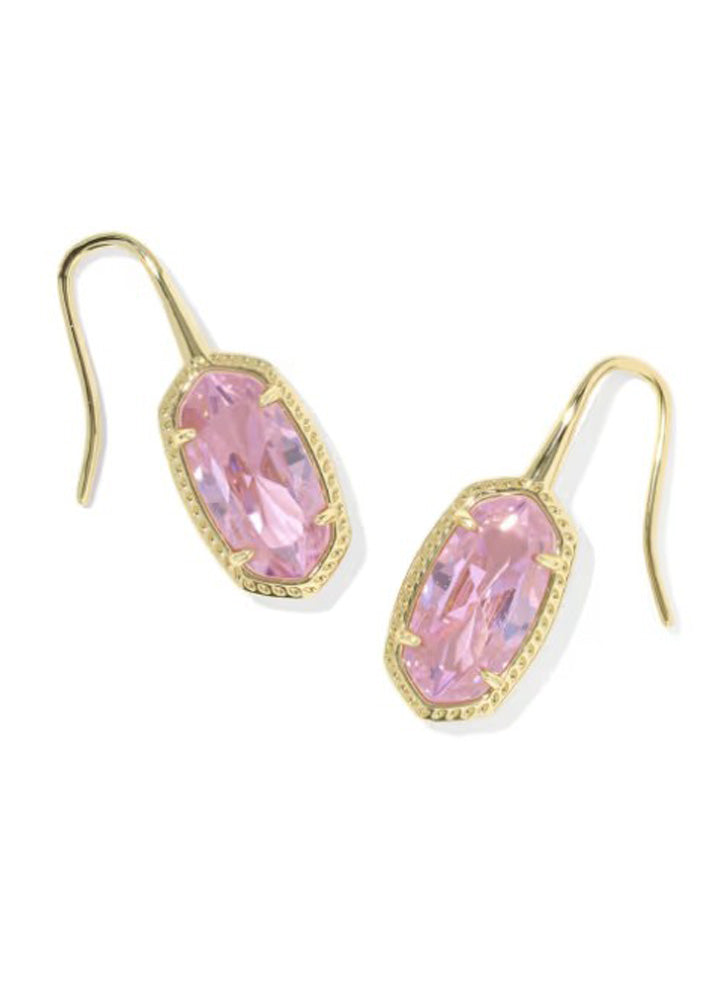 Lee Luxe Drop Earring Gold Light Pink CZ by Kendra Scott