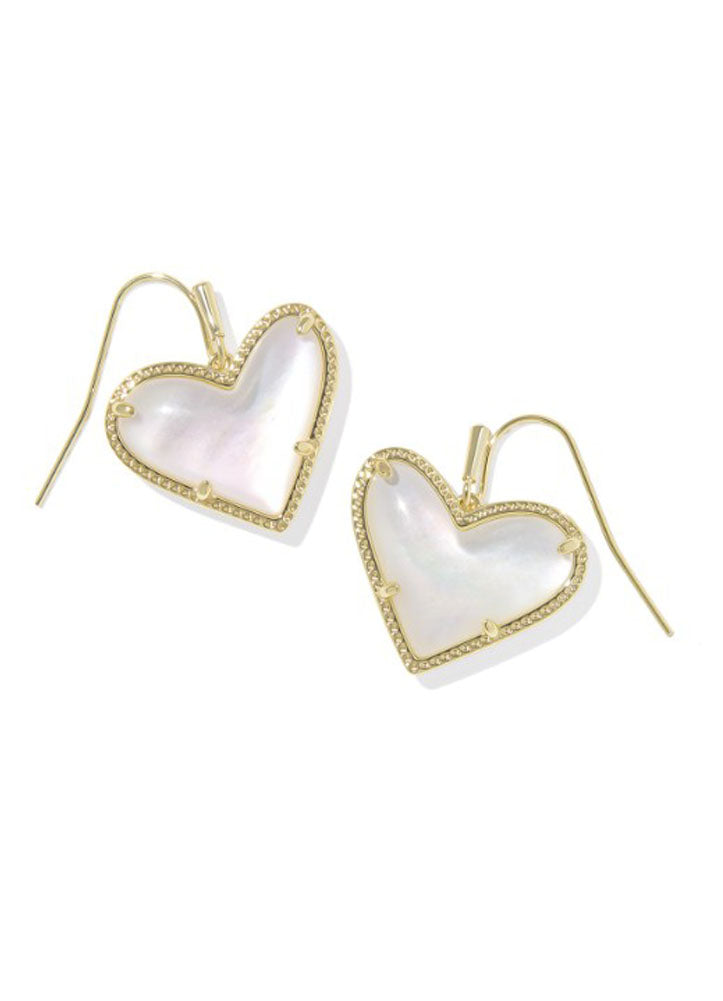 Ari Heart Statement Drop Earrings Gold Ivory Mop by Kendra Scott