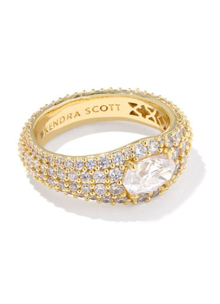 Bella Band Ring Gold Metal White CZ by Kendra Scott