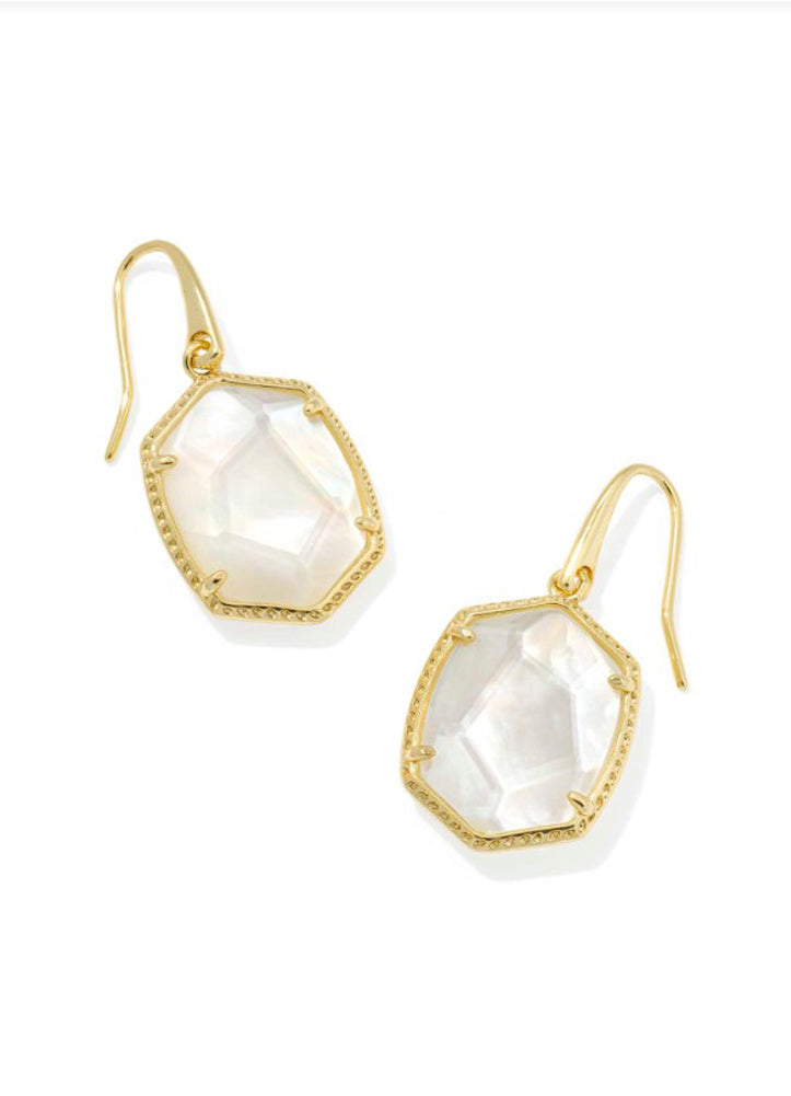 Daphen Frame Drop Earring Gold Ivory Mop by Kendra Scott