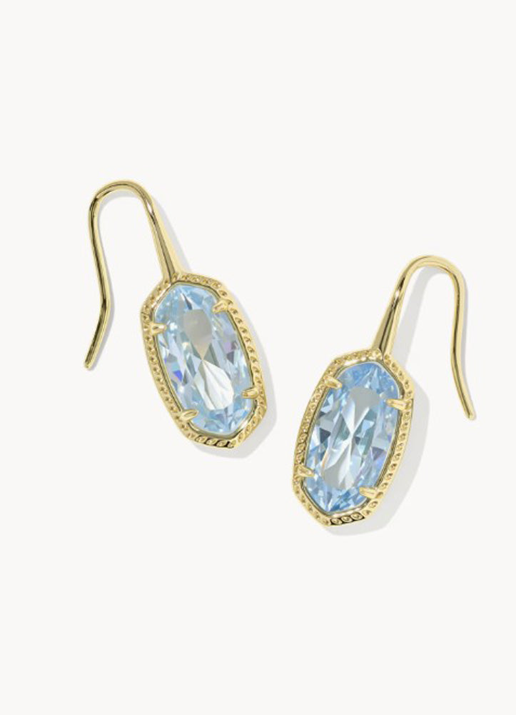 Lee Luxe Drop Earring Gold Light Blue CZ by Kendra Scott