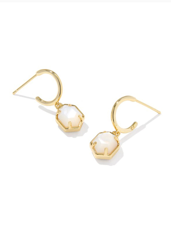 Tomon Huggie Earring Gold Ivory Mop by Kendra Scott