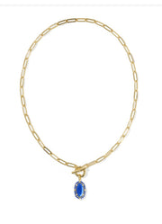 Elisa Enamel Link Chain Necklace Gold Cobalt Illusion by Kendra Scott