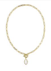 Elisa Enamel Link Chain Necklace Gold White Mop by Kendra Scott