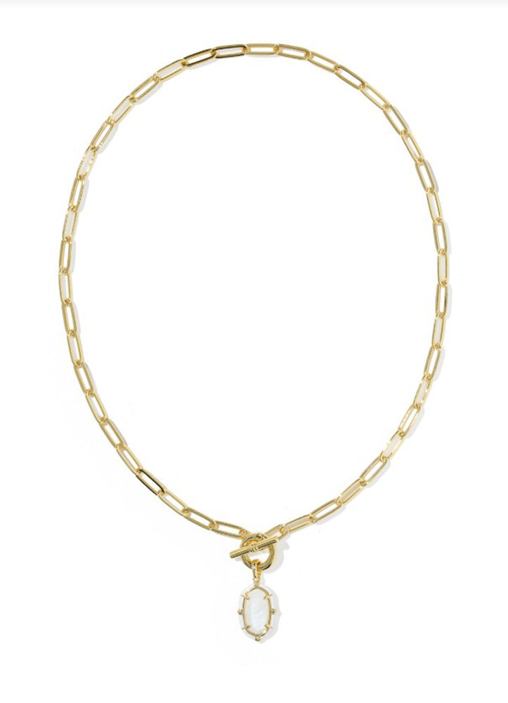Elisa Enamel Link Chain Necklace Gold White Mop by Kendra Scott