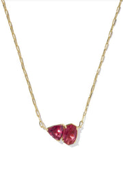 Tatum Short Pendant Necklace Gold Burgundy Mix by Kendra Scott