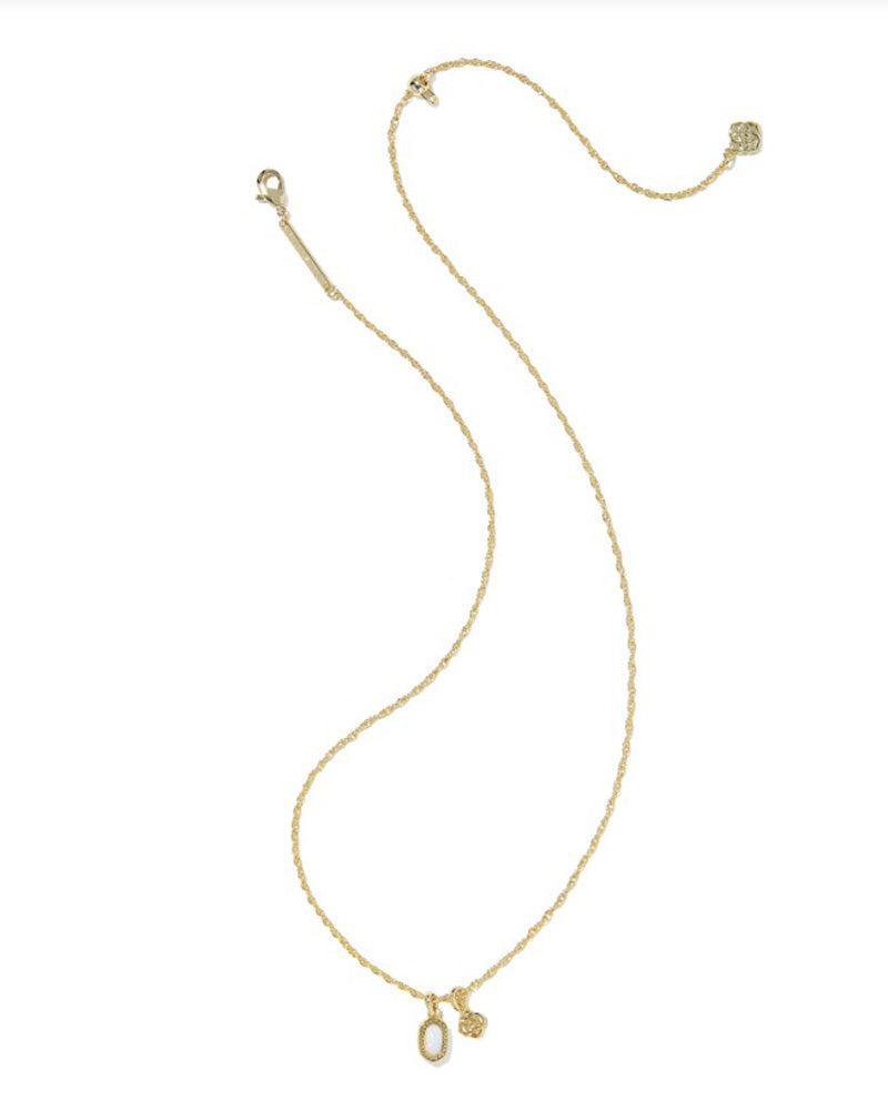 Mini Elisa Dira Necklace Gold Bright White Opal by Kendra Scott