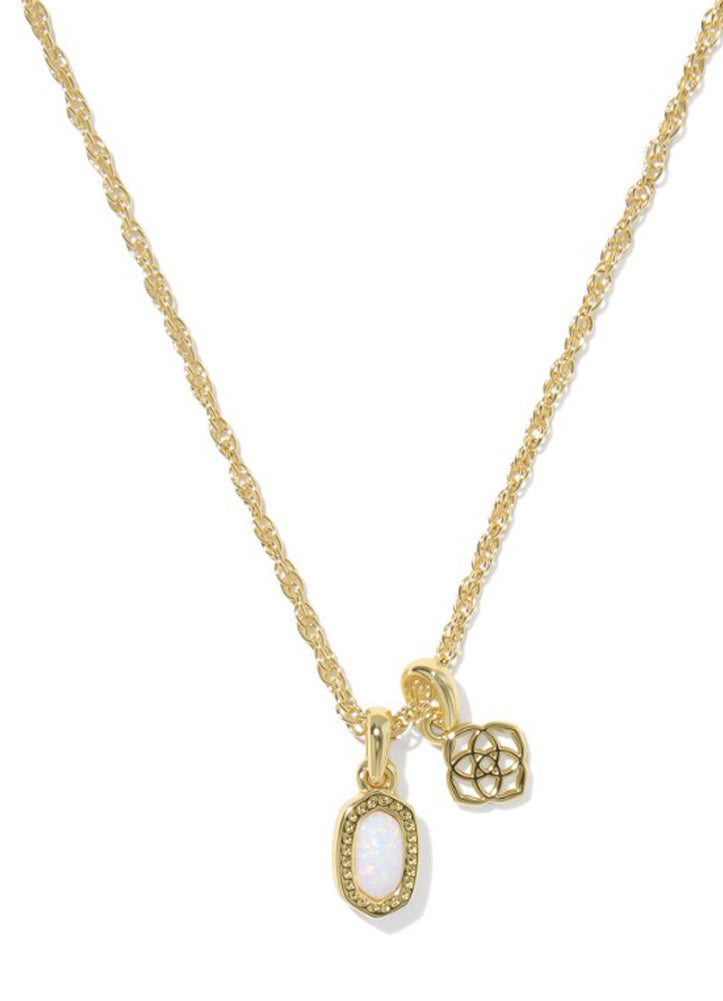 Mini Elisa Dira Necklace Gold Bright White Opal by Kendra Scott