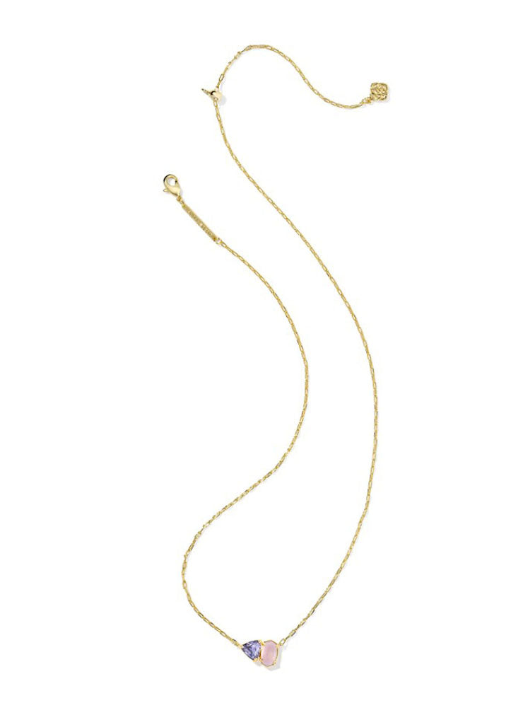 Tatum Short Pendant Necklace Gold Purple Mix by Kendra Scott
