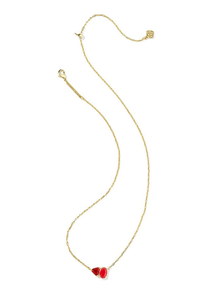Tatum Short Pendant Necklace Gold Red Mix by Kendra Scott