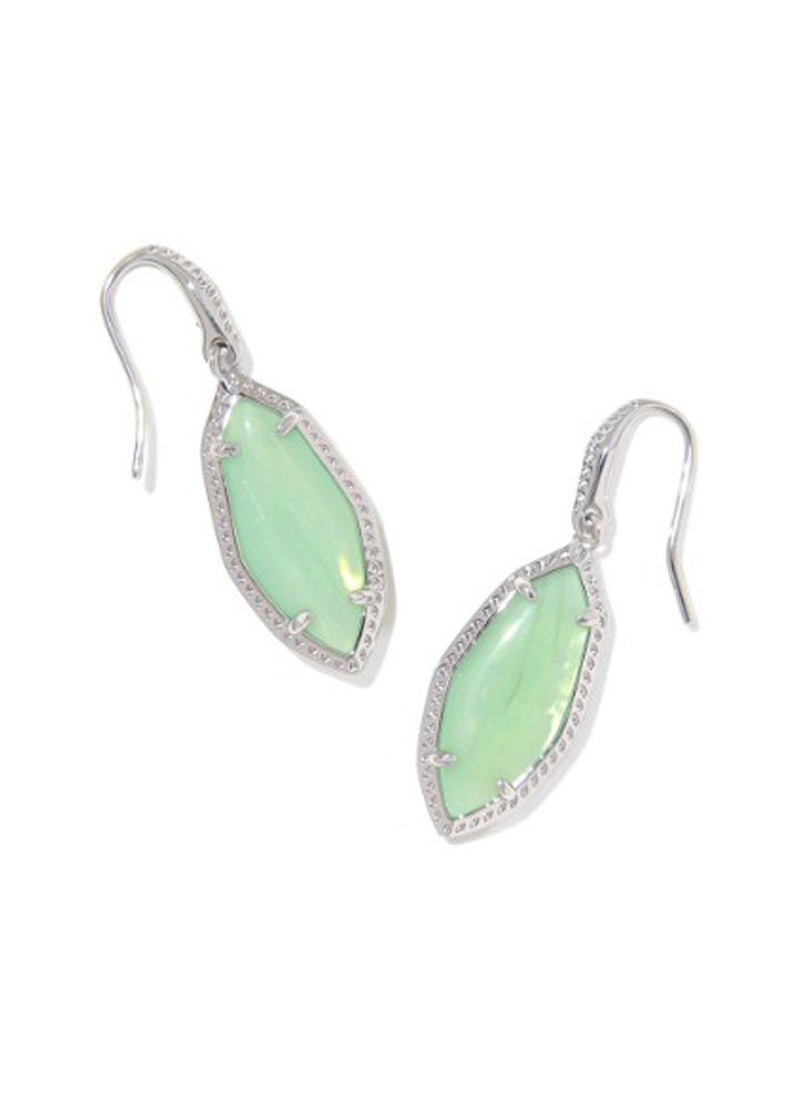 Ophelia Small Drop Earring Rhod Mint Iridescent Abalone by Kendra Scott
