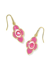 Abbie Medallion Small Drop Earring Gold Hot Pink Mix by Kendra Scott