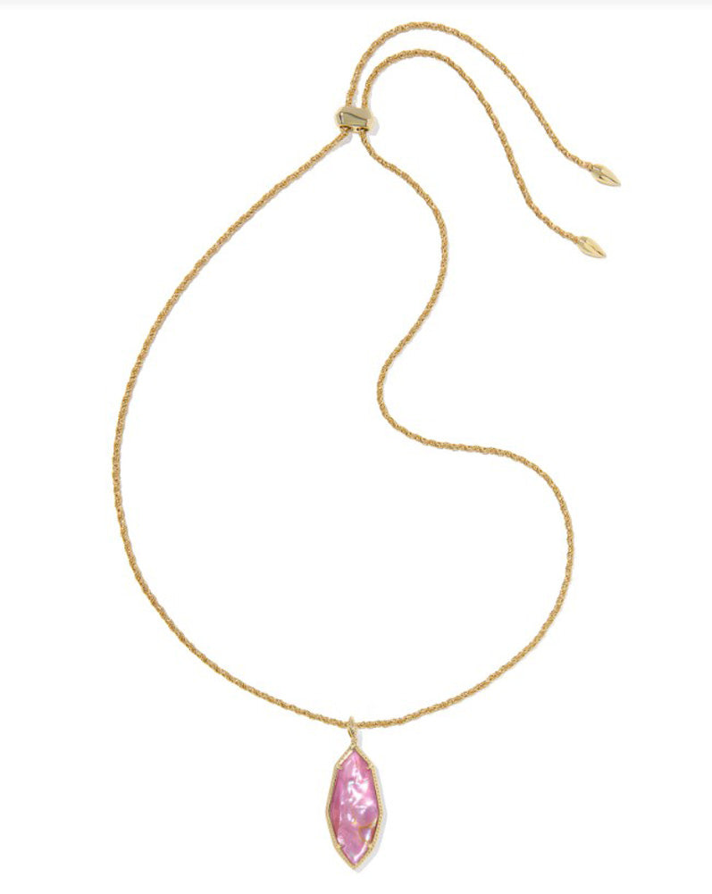 Ophelia Large Long Pendant Gold Light Mauve Illusion by Kendra Scott