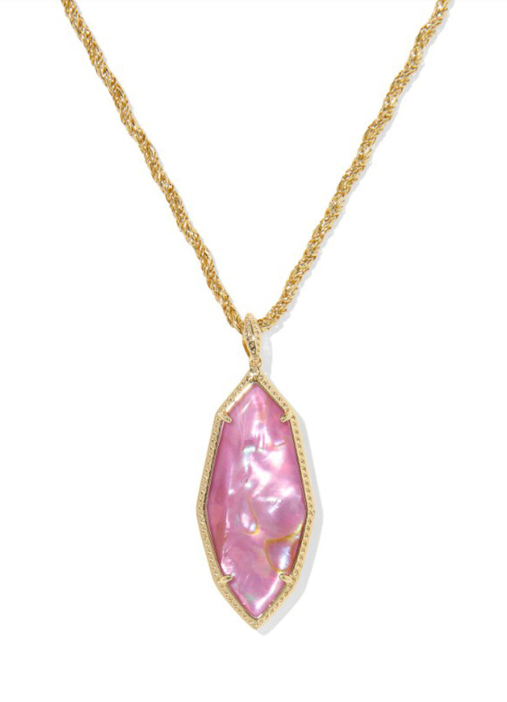 Ophelia Large Long Pendant Gold Light Mauve Illusion by Kendra Scott