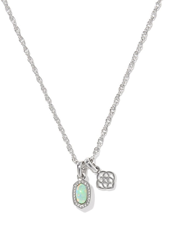 Mini Elisa Dira Necklace Rhod Green Lab Opal by Kendra Scott