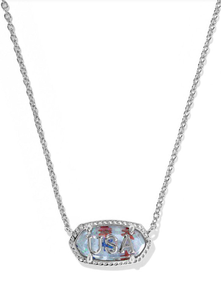 Elisa USA Pendant Necklace Rhod Red White Blue Illusion by Kendra Scott