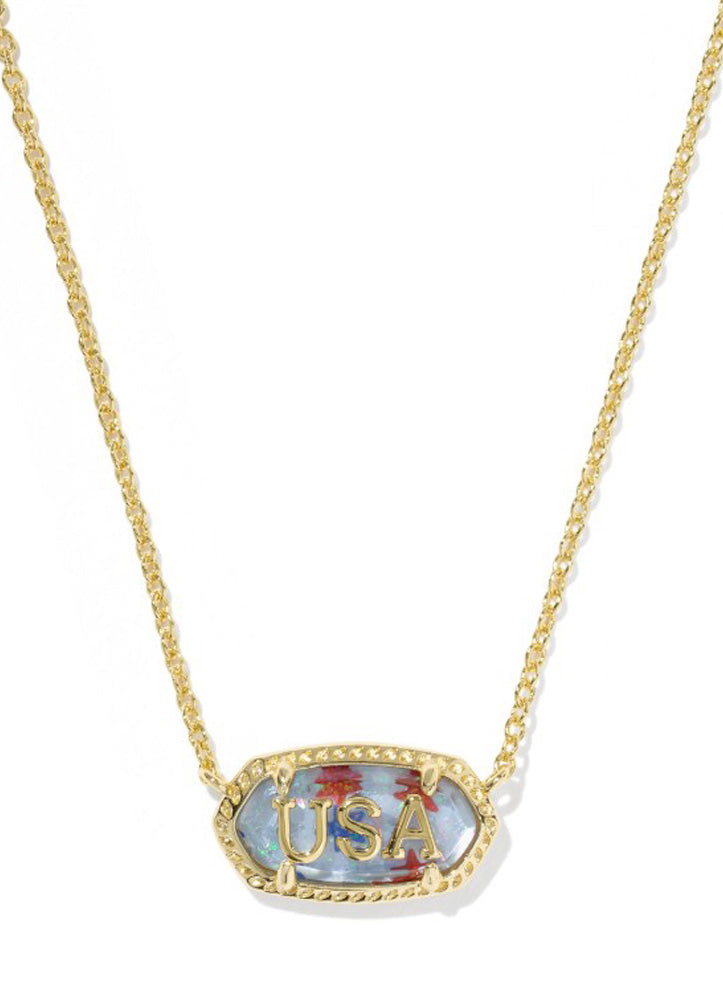 Elisa USA Pendant Necklace Gold Red White Blue Illusion by Kendra Scott