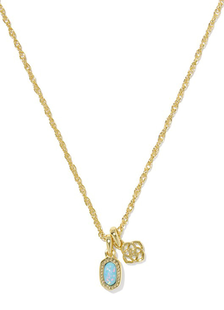 Mini Elisa Dira Necklace Gold Blue Lab Opal by Kendra Scott