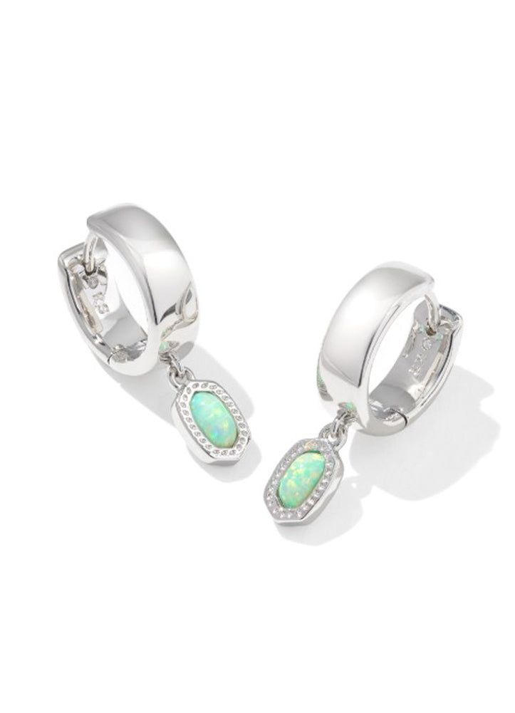 Mini Ellie Wide Huggie Rhod Green Lab Opal by Kendra Scott