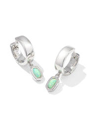 Mini Ellie Wide Huggie Rhod Green Lab Opal by Kendra Scott