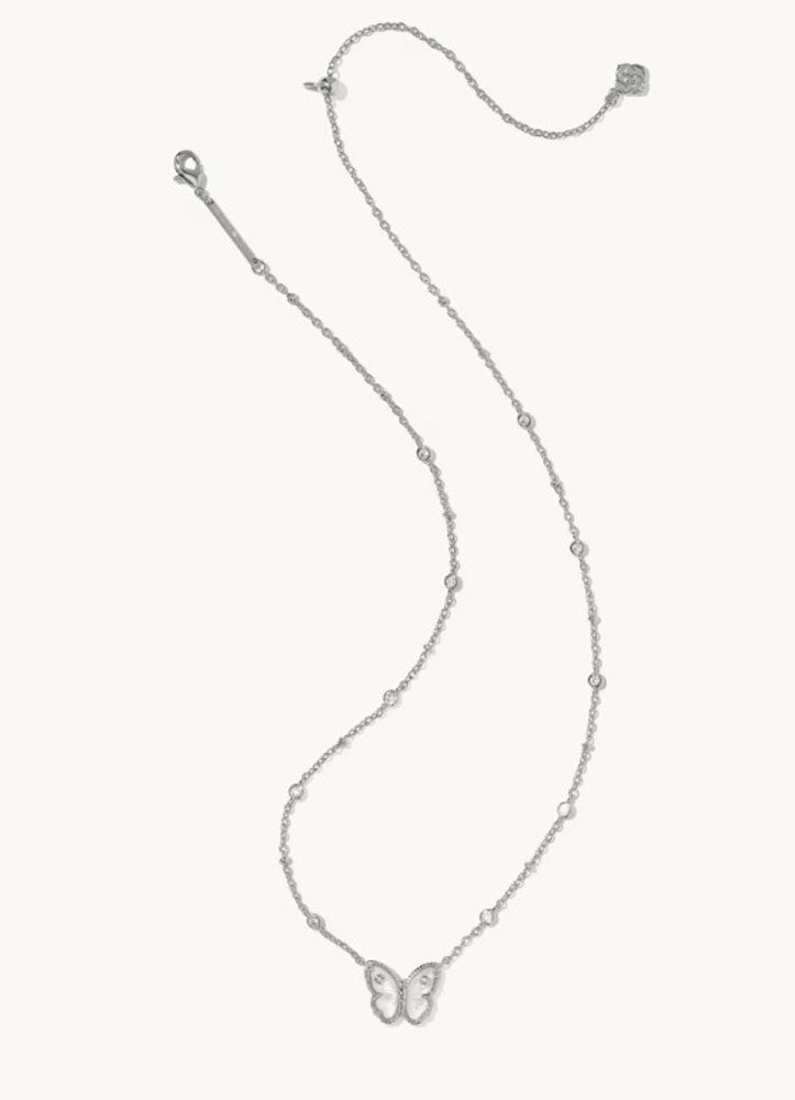 Cailey Butterfly Pendant Necklace Rhod Ivory Mop by Kendra Scott