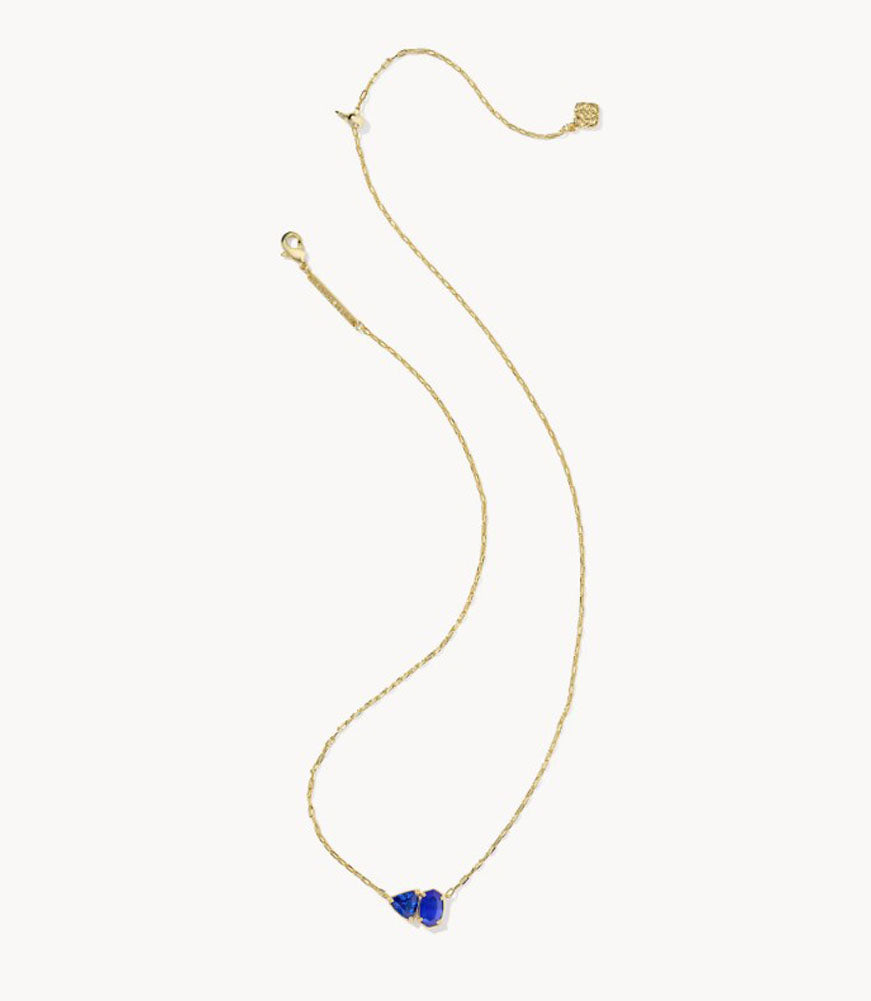 Tatum Short Pendant Necklace Gold Cobalt Mix by Kendra Scott