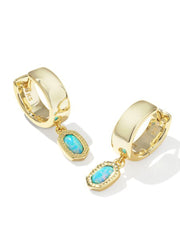Mini Ellie Wide Huggie Gold Blue Lab Opal by Kendra Scott