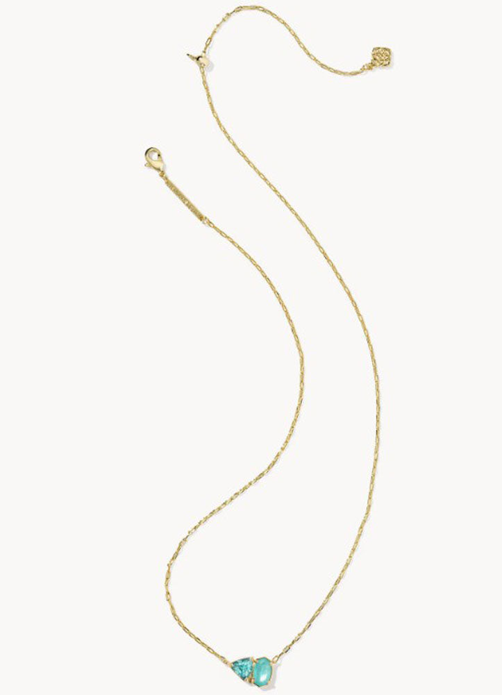 Tatum Short Pendant Necklace Gold Blue Mix by Kendra Scott