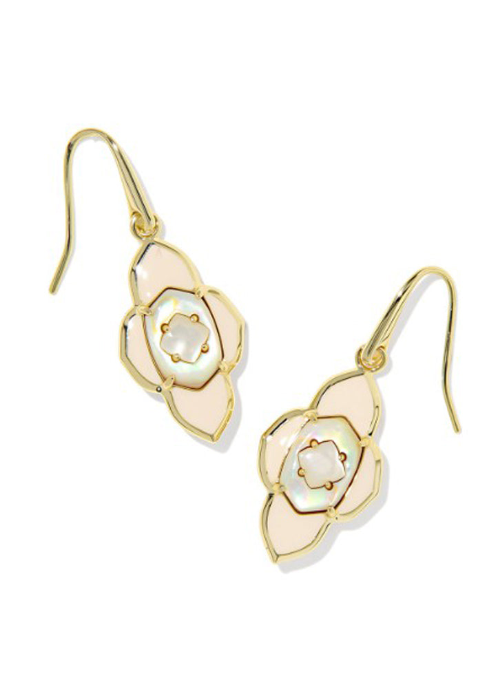 Abbie Medallion Small Drop Earring Gold Neutral Mix by Kendra Scott