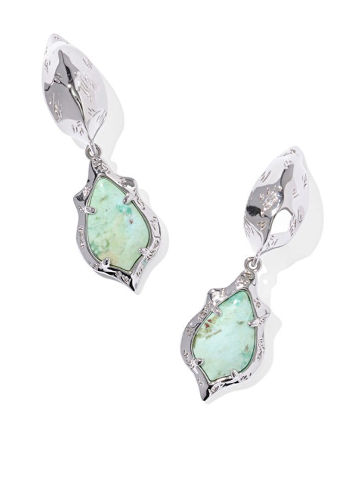 Adriana Scallop Frame Huggie Rhod Sea Green Chrysocolla by Kendra Scott