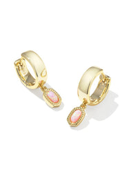 Mini Ellie Wide Huggie Gold Light Pink Lab Opal by Kendra Scott