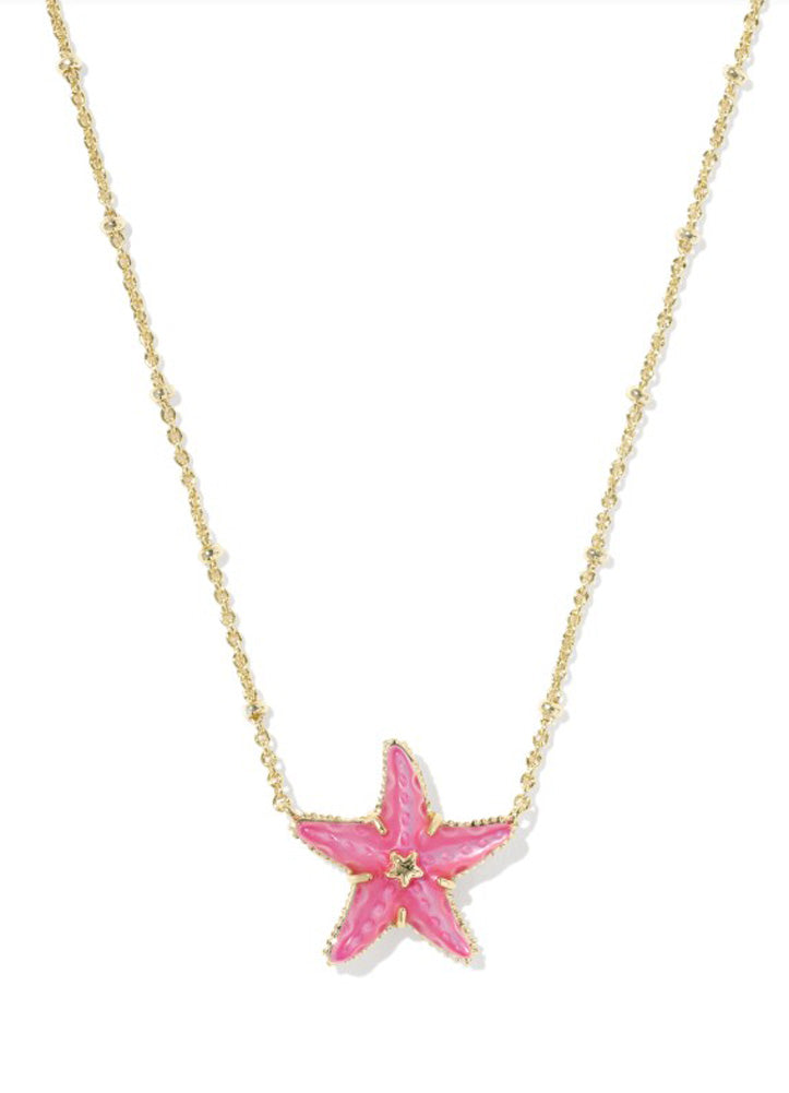 Parker Starfish Pendant Necklace Gold Bright Pink Mop by Kendra Scott