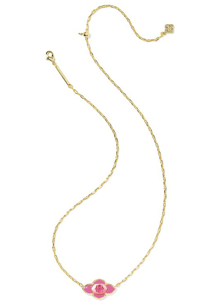 Abbie Medallion Pendant Necklace Gold Hot Pink Mix by Kendra Scott