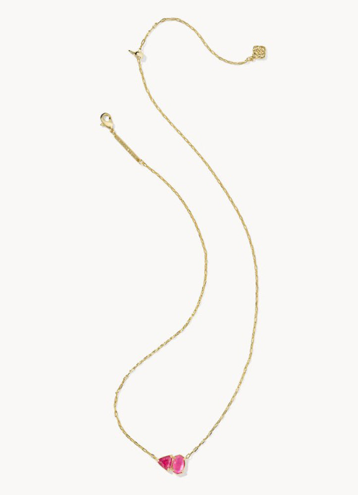 Tatum Short Pendant Necklace Gold Azalea Pink Mix by Kendra Scott