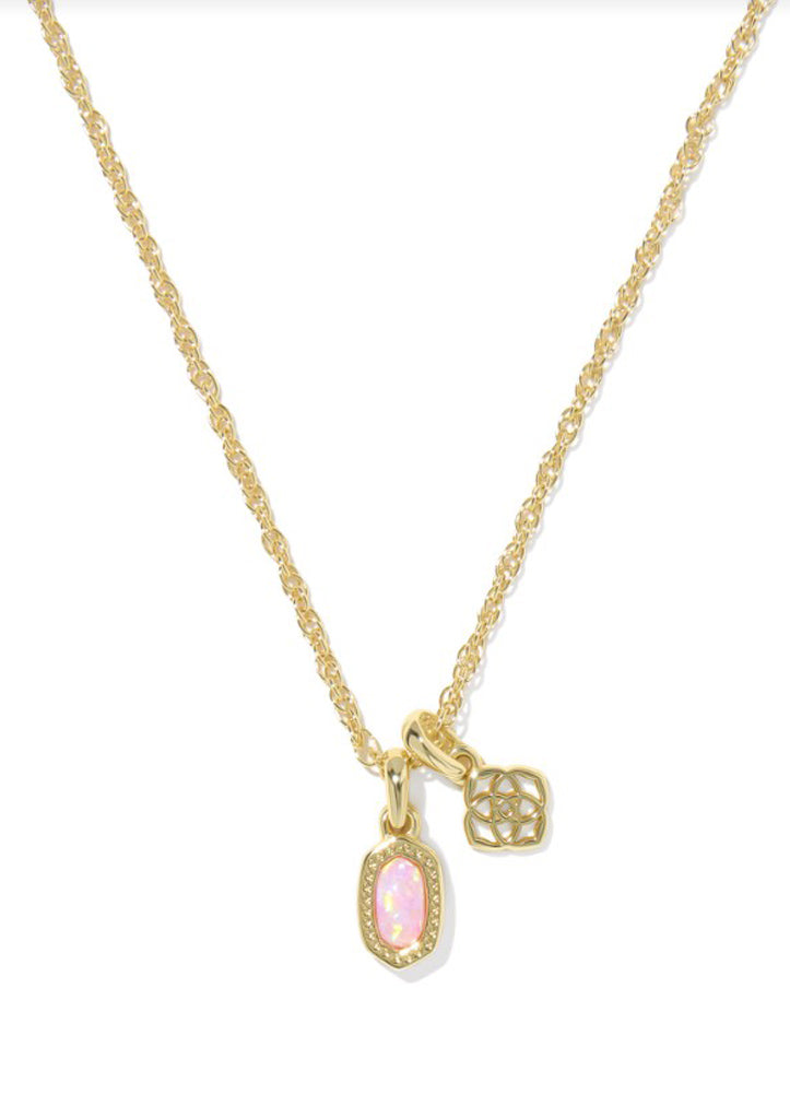 Mini Elisa Dira Necklace Gold Light Pink Lab Opal by Kendra Scott