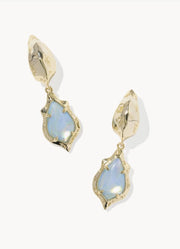 Adriana Scallop Frame Huggie Gold Sky Blue Iridescent Abalone by Kendra Scott