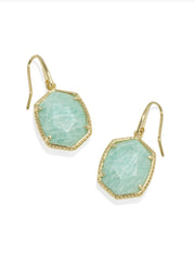 Daphne Frame Drop Earring Gold Teal Amazonite by Kendra Scott