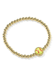Softball Stretch Bracelet Gold Chartreuse by Kendra Scott