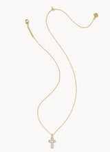 Cross Pendant Necklace Gold Matte Blush Pink Dichroic by Kendra Scott