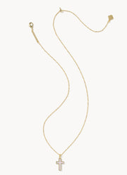 Cross Pendant Necklace Gold Matte Blush Pink Dichroic by Kendra Scott