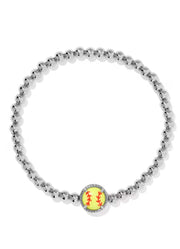 Softball Stretch Bracelet Rhod Chartreuse by Kendra Scott