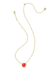 Apple Short Pendant Necklace Gold Red Illusion by Kendra Scott