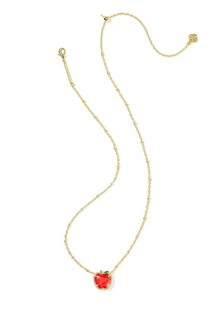 Apple Short Pendant Necklace Gold Red Illusion by Kendra Scott