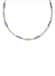 Courtney Enamel Link Necklace Gold Blue Enamel by Kendra Scott