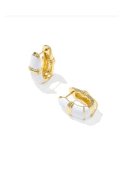 Courtney Enamel Huggie Earring Gold White Enamel by Kendra Scott