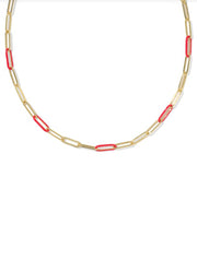 Courtney Enamel Link Necklace Gold Red Enamel by Kendra Scott