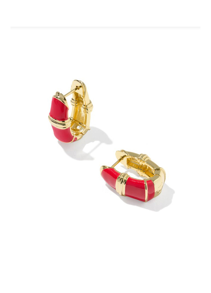 Courtney Enamel Huggie Earring Gold Red Enamel by Kendra Scott