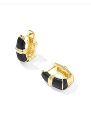 Courtney Enamel Huggie Earring Gold Black Enamel by Kendra Scott
